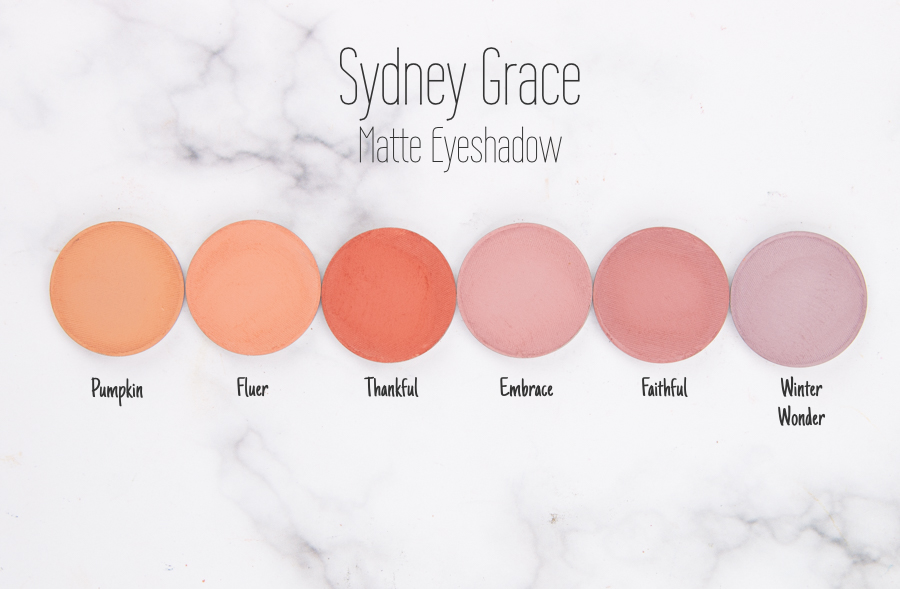 Sydney Grace Matte Eyeshadow - Pumpkin, Fluer, Thankful, Embrace, Faithful, Winter Wonder
