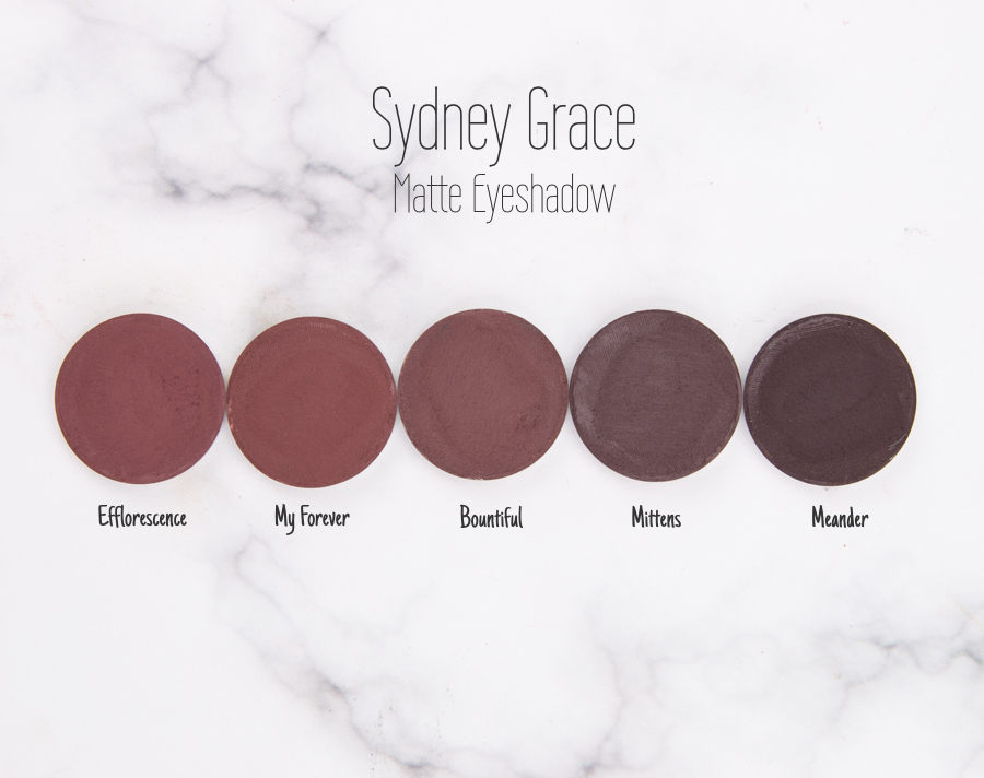 Sydney Grace Matte Eyeshadow - Efflorescence, My Forever, Bountiful Mittens, Meander