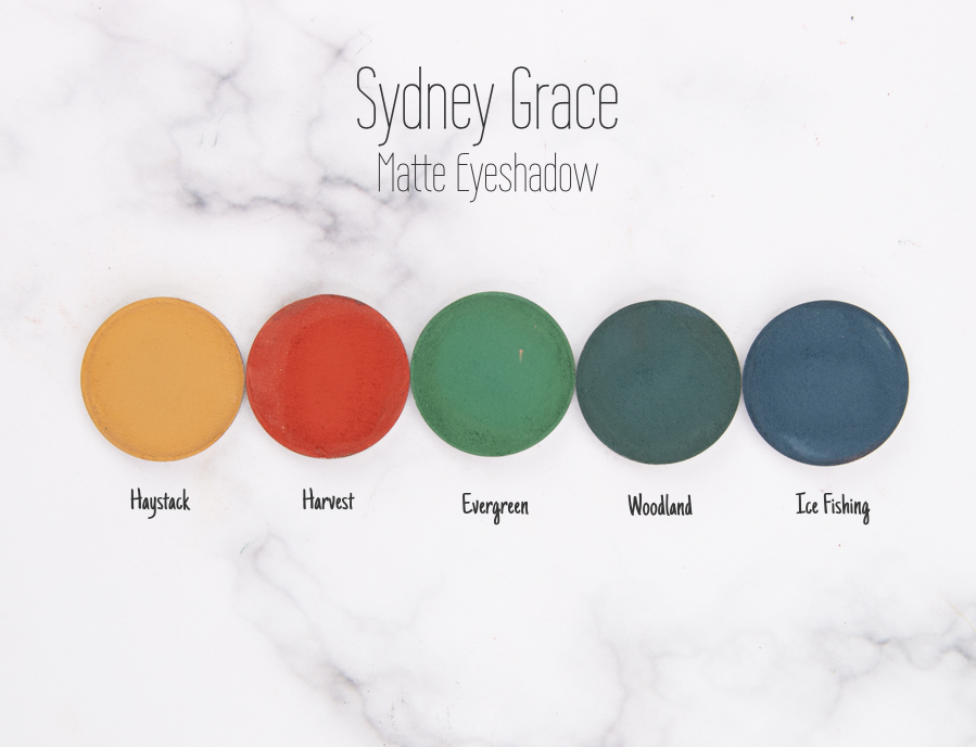 Sydney Grace Matte Eyeshadow - Haystack, Harvest, Evergreen, Woodland, Ice Fishing