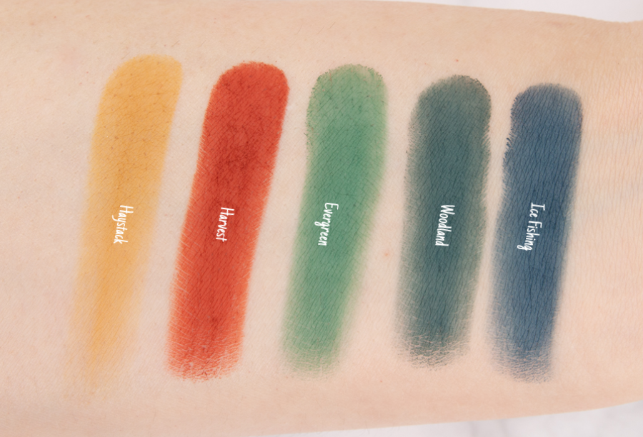 Sydney Grace Matte Eyeshadow Swatch - Haystack, Harvest, Evergreen, Woodland, Ice Fishing