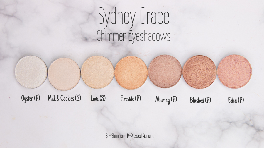 Sydney Grace Pressed Pigment - Oyster, Milk & Cookies, Love, Fireside, Alluring, Blushed, Eden