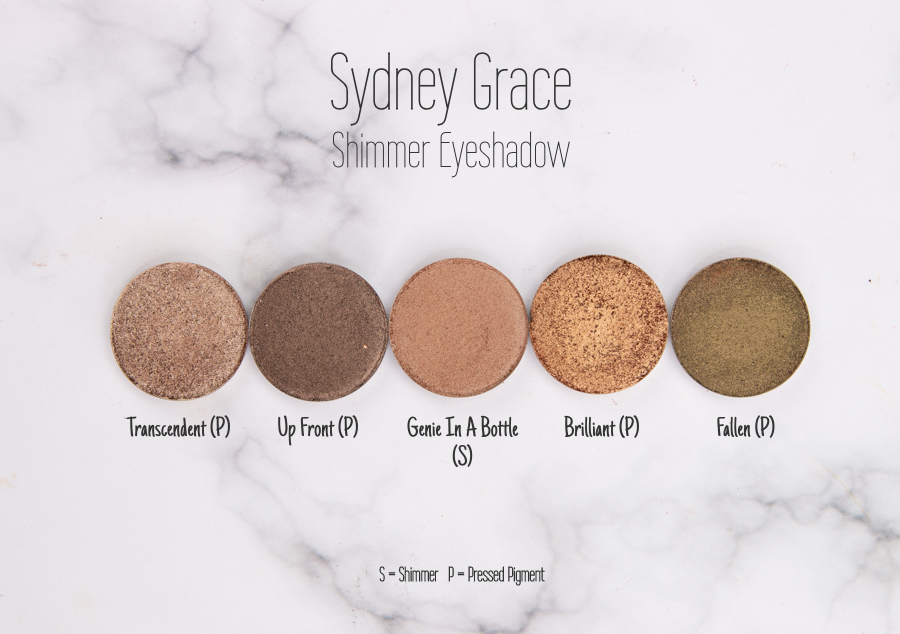 Sydney Grace Pressed Pigment - Transcendent, Up Front, Genie In A Bottle, Brilliant, Fallen