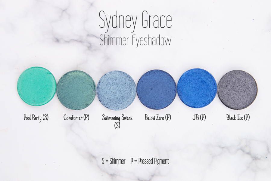 Sydney Grace Pressed Pigment - Pool Party, Comforter, Swimming Swans, Below Zero, JB, Black Ice