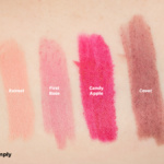 NYX Simply Lip Cream Swatch - Fairest, First Base, Candy Apple, Covet